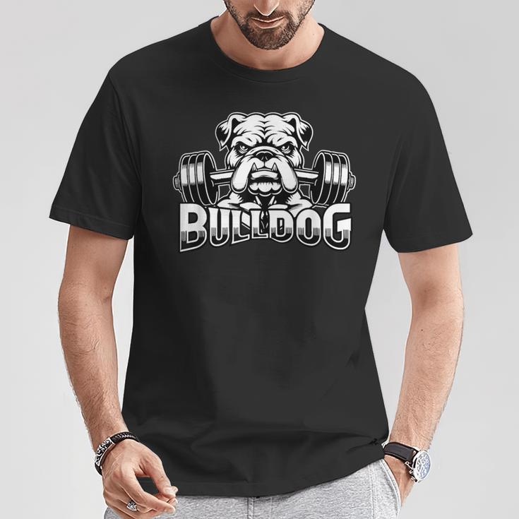 Bulldog ボディービルダー ウェイトリフティング ジム トレーニング フィットネス Tシャツ 面白い贈り物