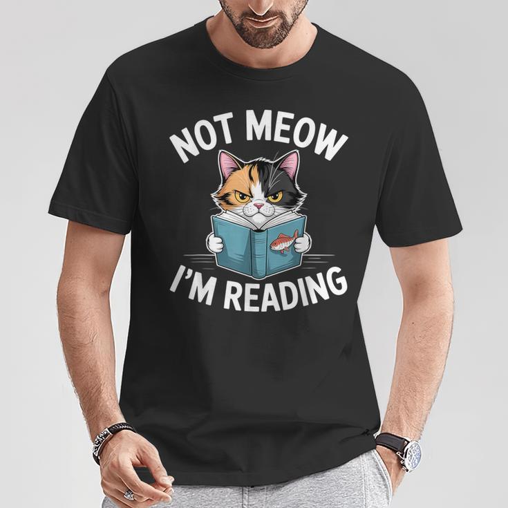 Calico Cat Graphic Not Meow Im Reading Book Lover T-Shirt Unique Gifts