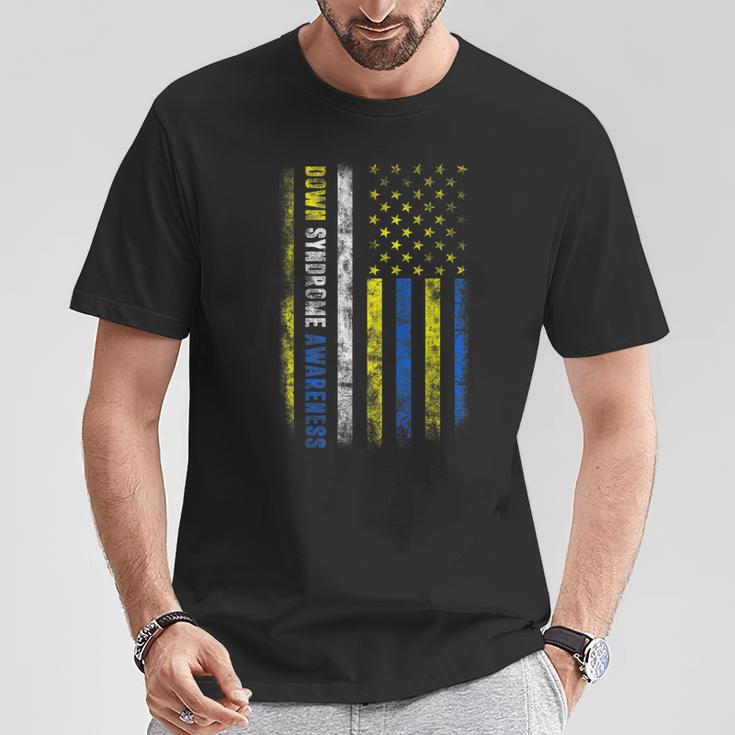 Camisa De Concienciaciónobre Elíndrome De Down Con Bandera De Estados Unidos Camiseta unisex Regalos divertidos