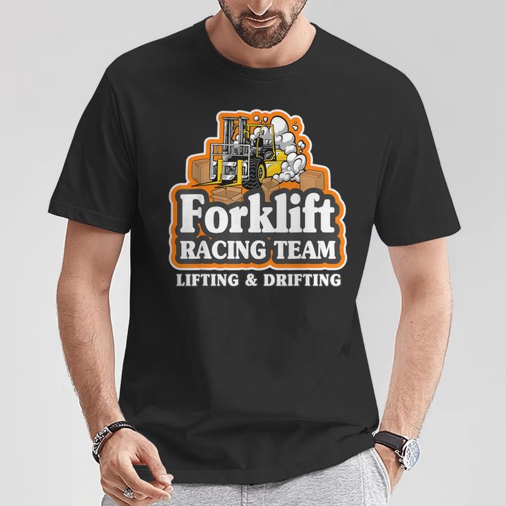 Carrelli Elevatori Racing Teamollevamento & Drifting Papà Carrello Elevatore Driver Maglietta Regalos divertidos