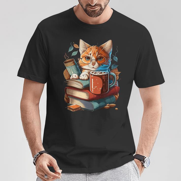 Cat Reading A Book Men Women Kids T-Shirt Unique Gifts