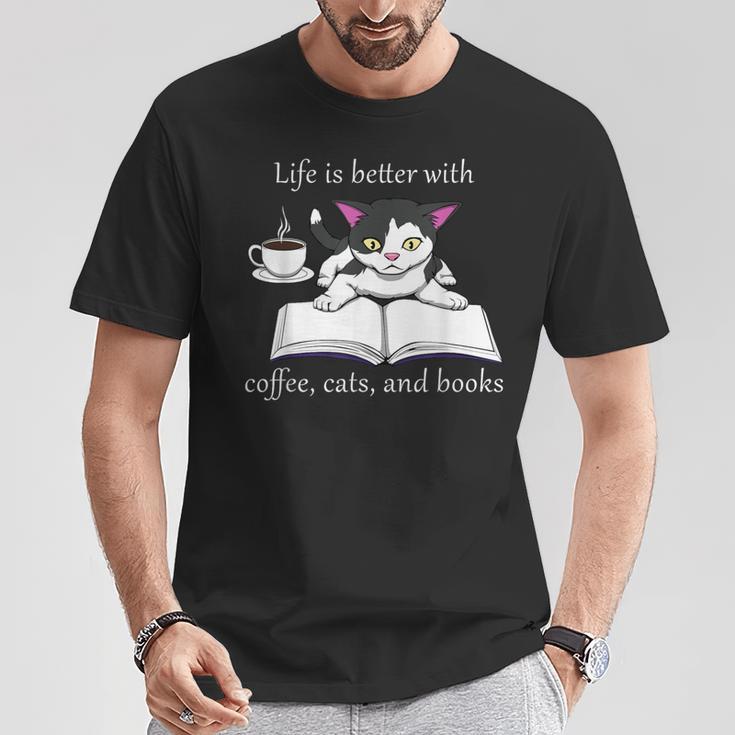 Cat Reads a Book Reading Coffee T-Shirt Unique Gifts Cat Reads a Book Reading Coffee T-Shirt Unique Gifts