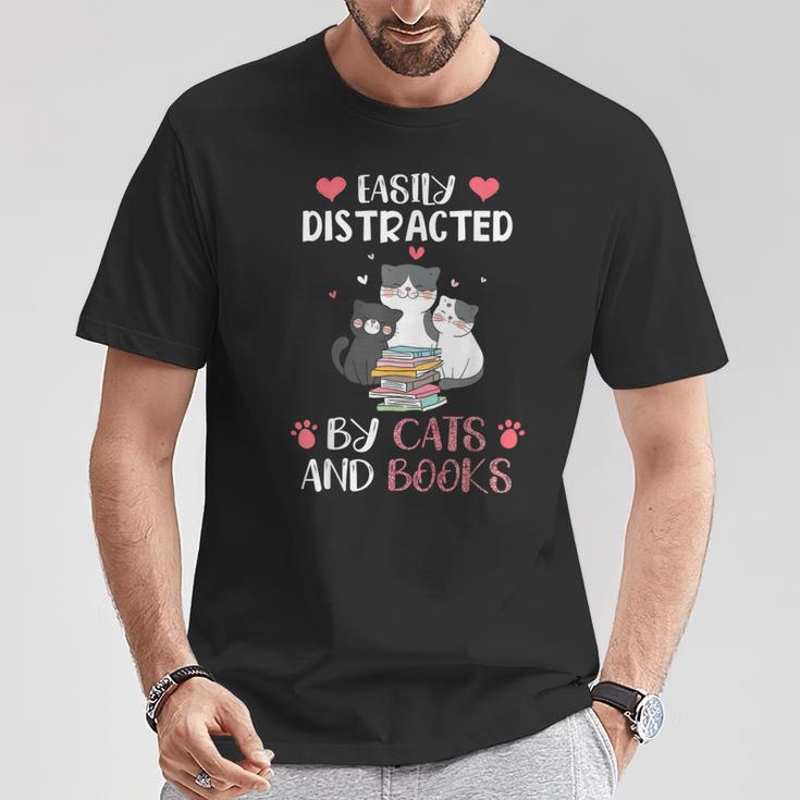 Cat Simply Distracted By Cats And Books T-Shirt Unique Gifts