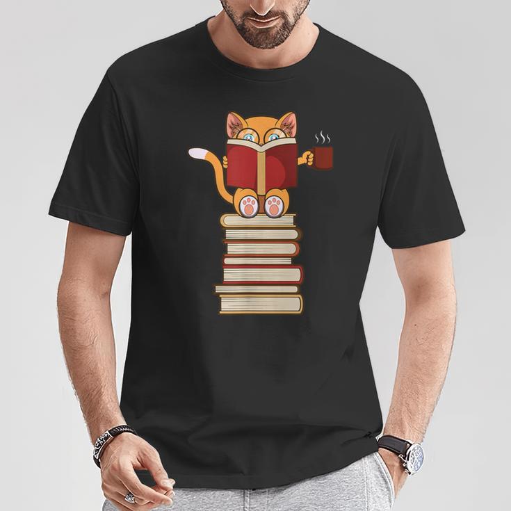 Cats And Reading Books Literature T-Shirt Unique Gifts