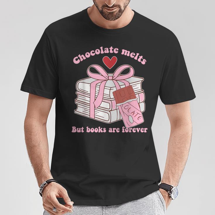 Chocolate Melts But Books Are Forever Booktrovert T-Shirt Unique Gifts
