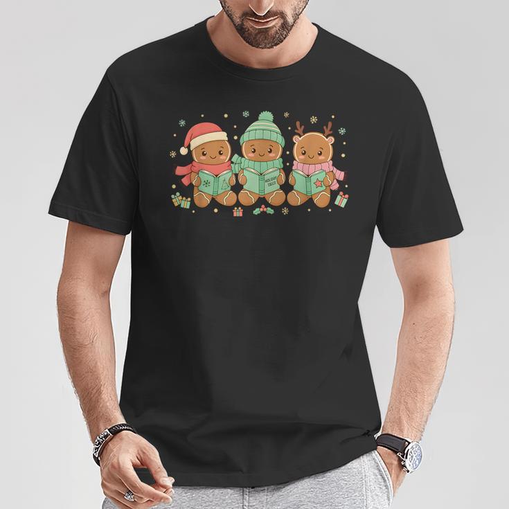 Christmas Library Gingerbread Man Books Lover Bookworm T-Shirt Unique Gifts