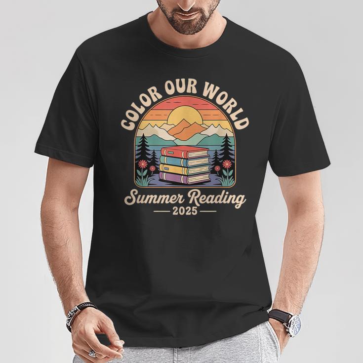 Color Our World Summer Reading 2025 Cute Book Wildflowers T-Shirt Unique Gifts