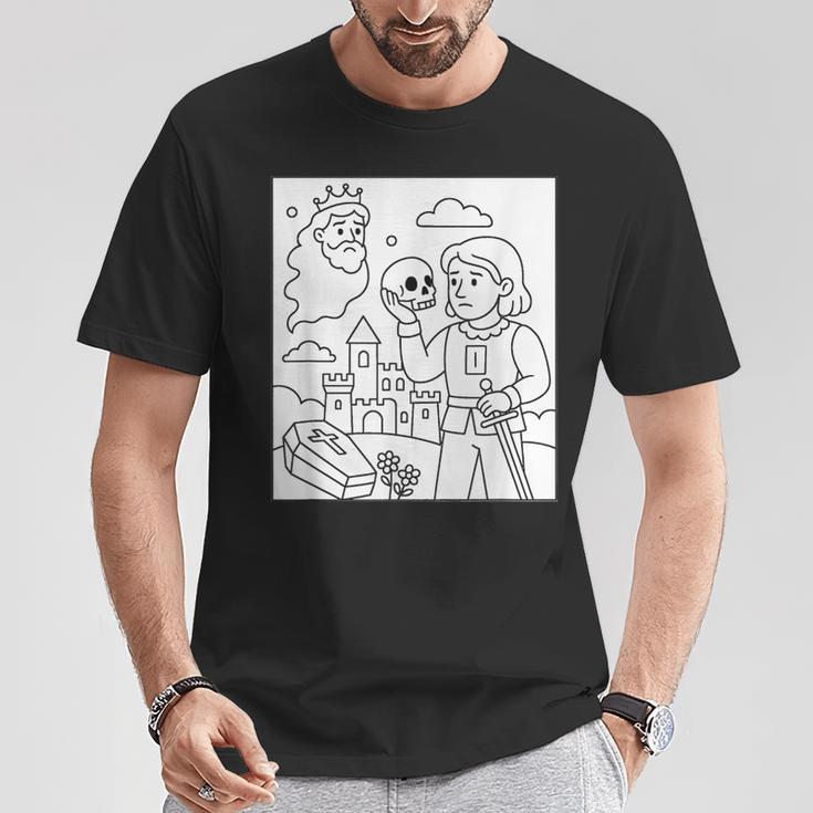 Coloring Book Hamlet Ghost Yorick Castle Shakespeare Play T-Shirt Unique Gifts