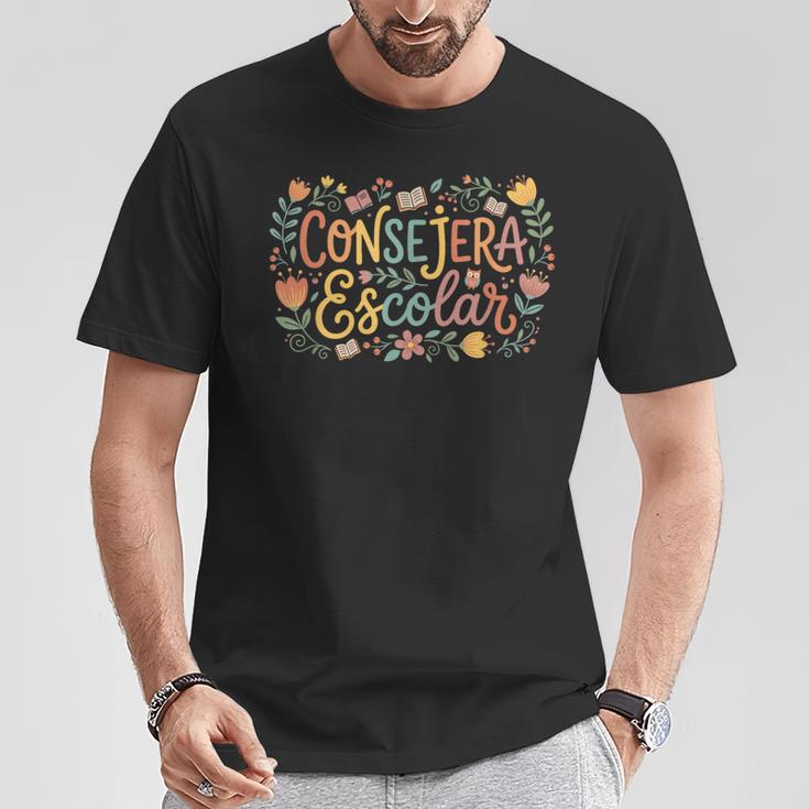 Consejera Escolar Cute Floral Counselor With Books & Owl T-Shirt Unique Gifts