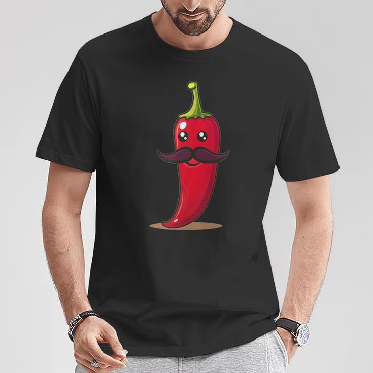 Cool Aussehendes Chili Mitchnurrbart Für Bartpfeffer-Liebhaber T-Shirt Lustige Geschenke