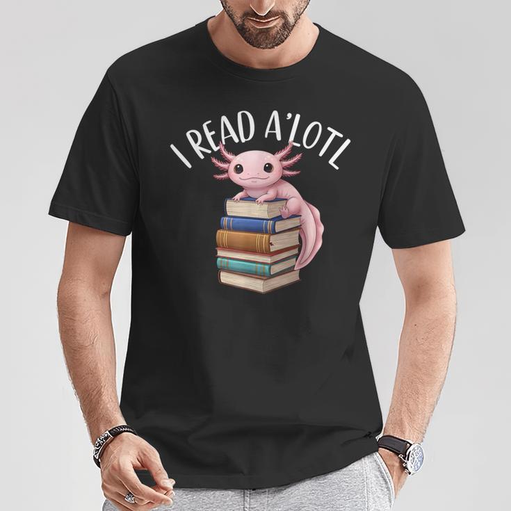Cool Axolotl Reading Library Book Lover Reading Women Men T-Shirt Unique Gifts