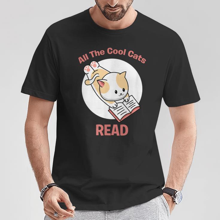 All The Cool Cats Read Book And Cat Lover T-Shirt Unique Gifts