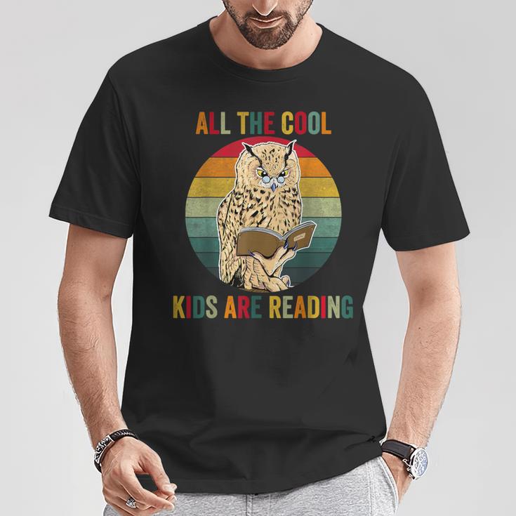 All The Cool Kids Are Reading Owl Glasses Book Retro Vintage T-Shirt Unique Gifts