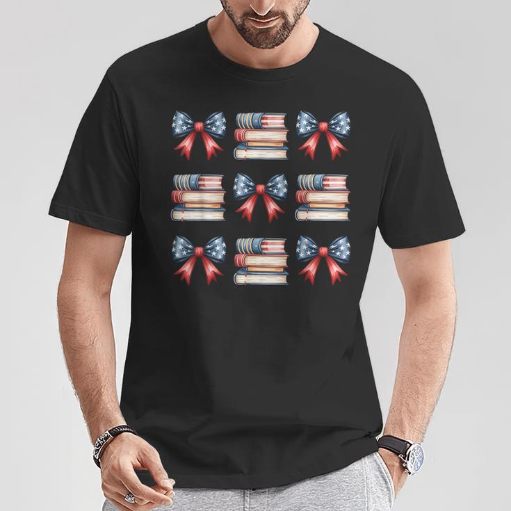 Coquette Bow Book US Flag 4th Of July Librarian Bookworm T-Shirt Unique Gifts Coquette Bow Book US Flag 4th Of July Librarian Bookworm T-Shirt Unique Gifts