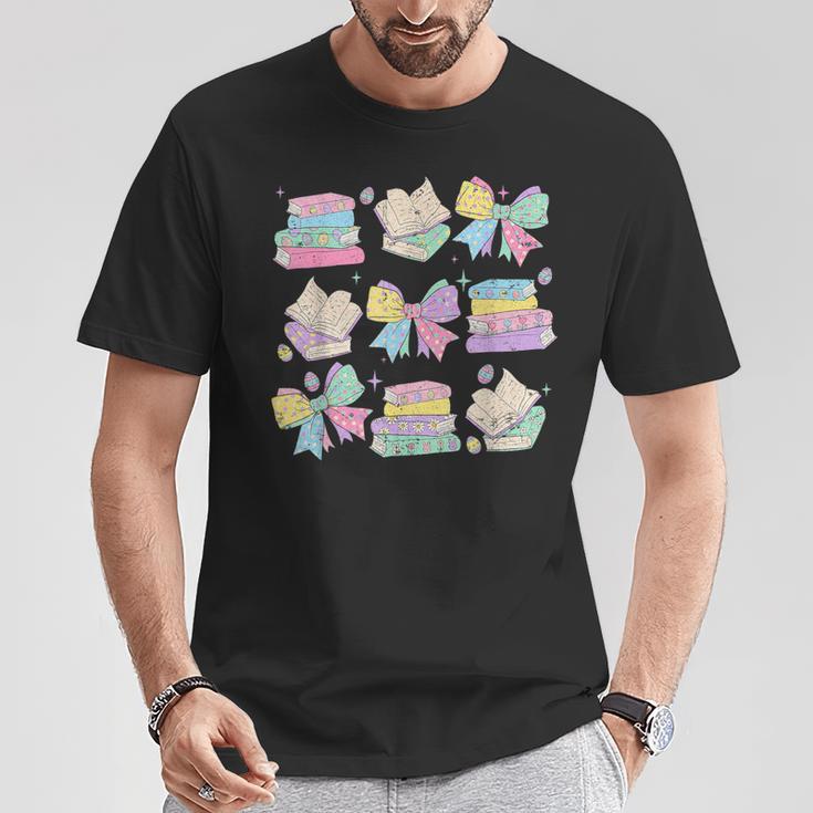 Coquette Bunny Bow Rabbit Teacher Books Easter Retro T-Shirt Unique Gifts