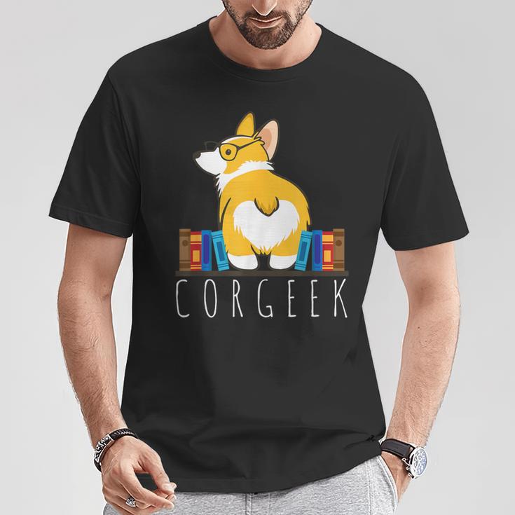 Corgi Corgeek Book Nerd Geek Dog Shirt T-Shirt T-Shirt Unique Gifts