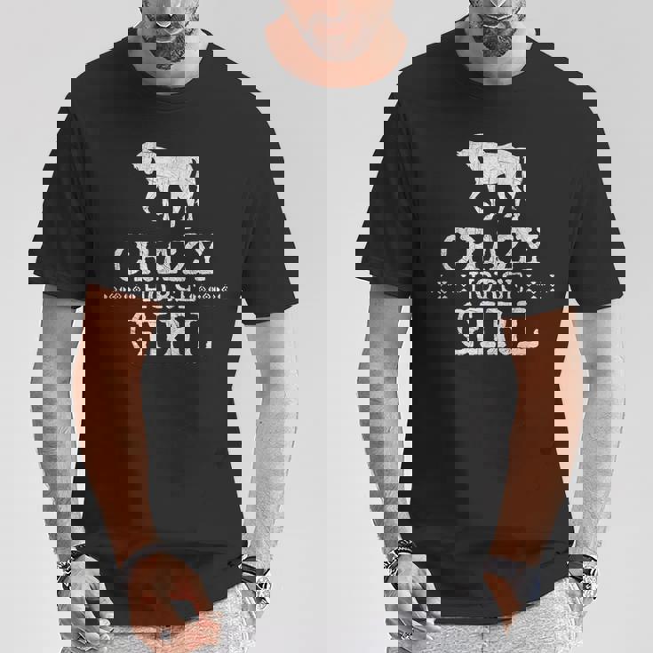 Crazy Horse Girl 、ストレスを感じたエクエストリアン愛好家へのギフト Tシャツ 面白い贈り物