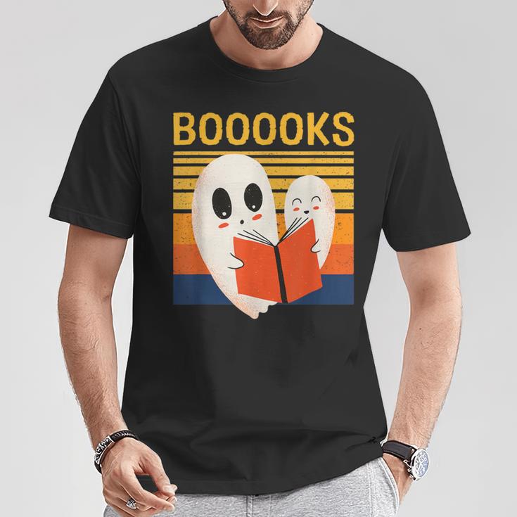 Cute Ghost Book Reading Halloween Teacher Puns Booooks For Men Women Kids T-Shirt Unique Gifts