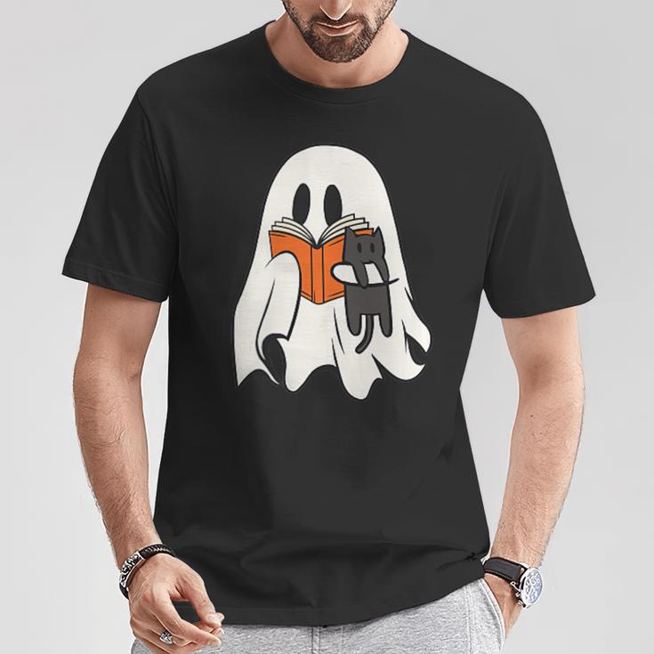 Cute Ghost Cat Reading Book Spooky Season Halloween Costume T-Shirt Unique Gifts Cute Ghost Cat Reading Book Spooky Season Halloween Costume T-Shirt Unique Gifts