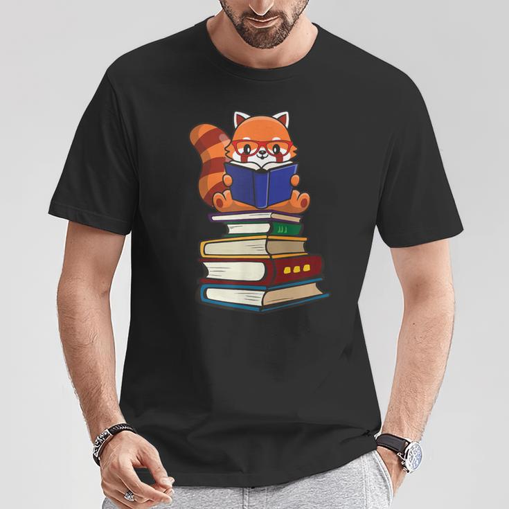 Cute Kawaii Kids Reading Books Glasses Red Panda Lover T-Shirt Unique Gifts Cute Kawaii Kids Reading Books Glasses Red Panda Lover T-Shirt Unique Gifts