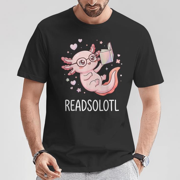 Cute Kawaii Readsolotl Axolotl Reading Book Pun T-Shirt Unique Gifts