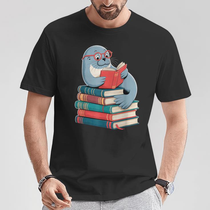 Cute Reading Seal On Books Book Lover T-Shirt Unique Gifts