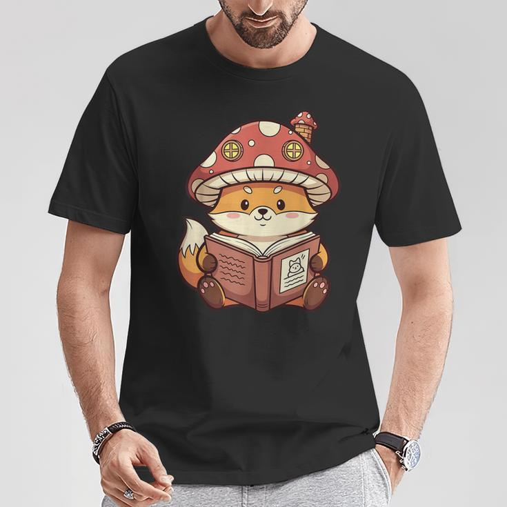 Cute Shiba Inu Mushroom Hat Reading Book Art T-Shirt Unique Gifts