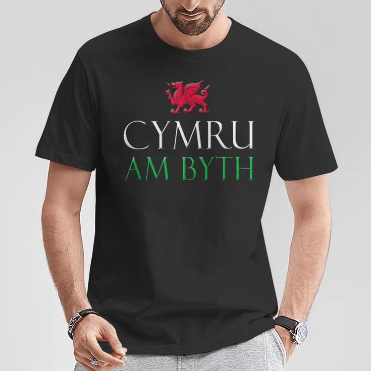 Cymru Am Byth Gales Escudo Galés Armas Dragón Rojo Camiseta unisex Regalos divertidos