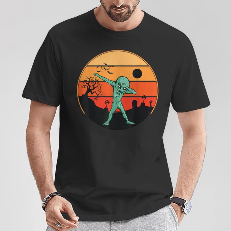 Dabbing Alien ハロウィン 面白い ダブ ダンス ポーズ トリック オア トリート Tシャツ 面白い贈り物