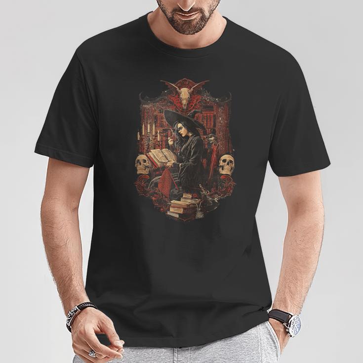 Dark Academia Witch Reading Book Gothic Library T-Shirt Unique Gifts