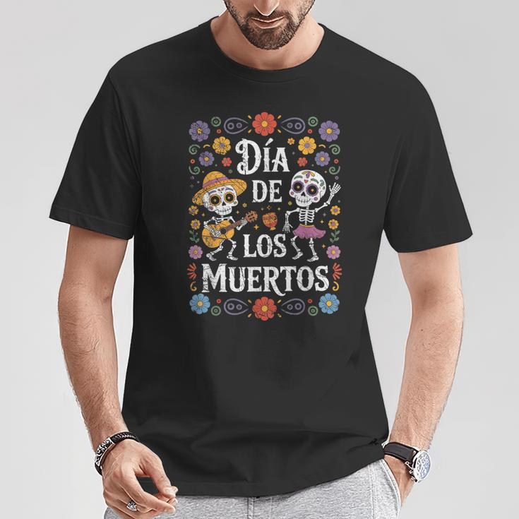 Dia De Los Muertos Calavera Day Dead Guitarequelette Dansante T-Shirt Cadeaux drôles