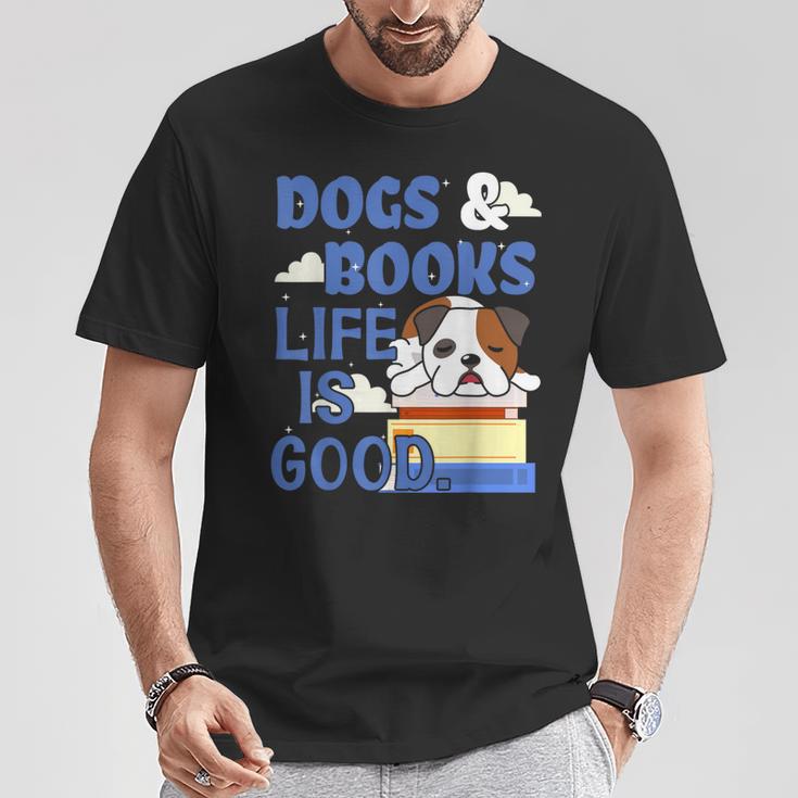 Dog Books Life Is Great T-Shirt Unique Gifts