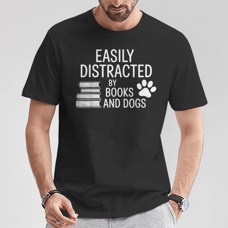 Dog Lovers Easily Distracted By Books And Dogs Bookworm T-Shirt Unique Gifts Dog Lovers Easily Distracted By Books And Dogs Bookworm T-Shirt Unique Gifts