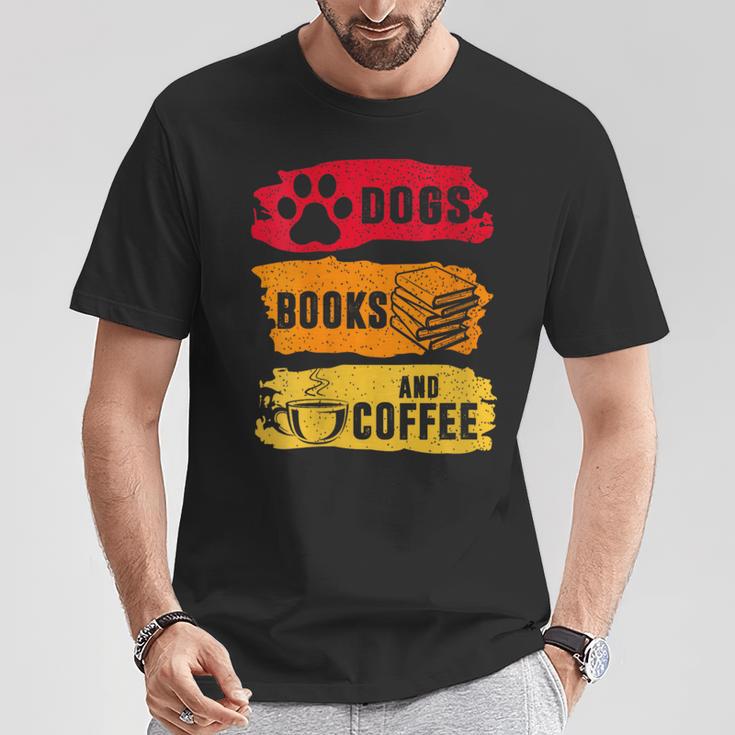 Dogs Books And Coffee Dog Book Reader Lover T-Shirt Unique Gifts
