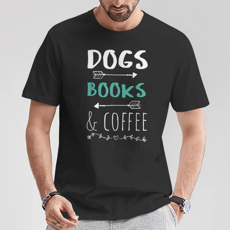 Dogs Books Coffee Tshirt Weekend Shirt Animal Lover Tee T-Shirt Unique Gifts