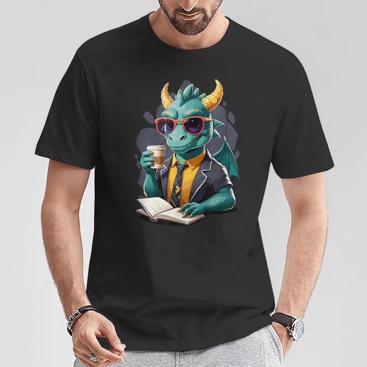 Dragon Reading Book Fantasy Reader Graphic T-Shirt Unique Gifts
