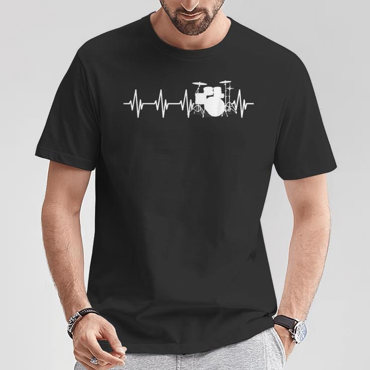 Drums Heartbeat ドラマー&パーカッショニスト音楽愛好家向け Tシャツ 面白い贈り物