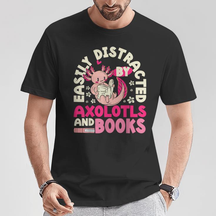 Easily Distracted By Axolotls And Books Cute Animal Lover T-Shirt Unique Gifts Easily Distracted By Axolotls And Books Cute Animal Lover T-Shirt Unique Gifts