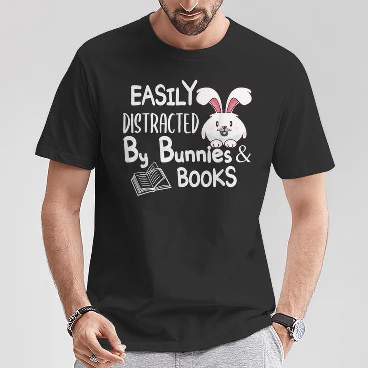Easily Distracted By Bunnies And Books T-Shirt Unique Gifts