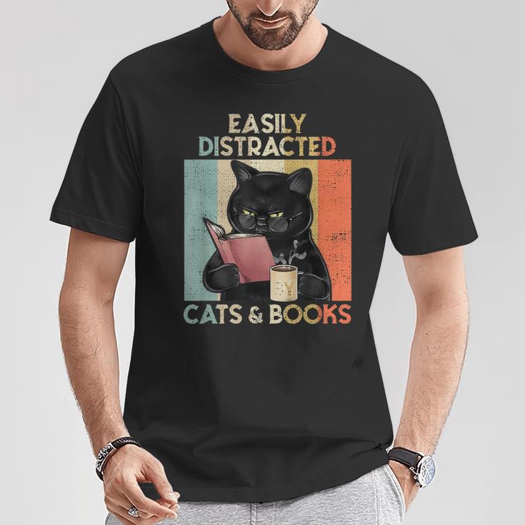 Easily Distracted By Cats And Books For Cat Lovers For Men Women Girls Kids T-Shirt Unique Gifts Easily Distracted By Cats And Books For Cat Lovers For Men Women Girls Kids T-Shirt Unique Gifts