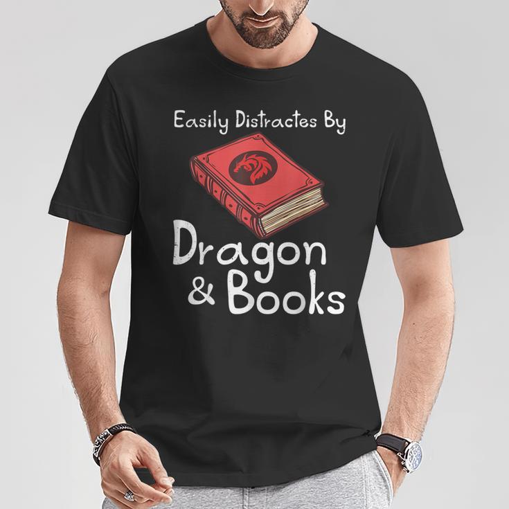 Easily Distracted By Dragon & Book Nerds Dragon Lover Girls T-Shirt Unique Gifts