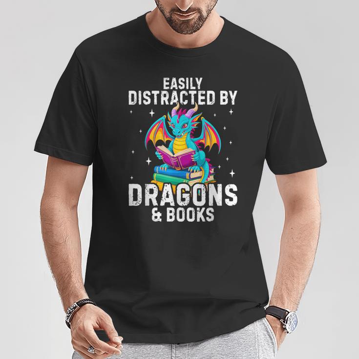 Easily Distracted By Dragons & Books Bookworm Library T-Shirt Unique Gifts Easily Distracted By Dragons & Books Bookworm Library T-Shirt Unique Gifts