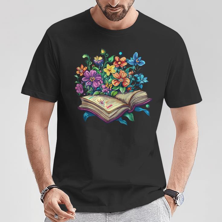 Enchanted Open Book With Blooming Flowers T-Shirt Unique Gifts Enchanted Open Book With Blooming Flowers T-Shirt Unique Gifts