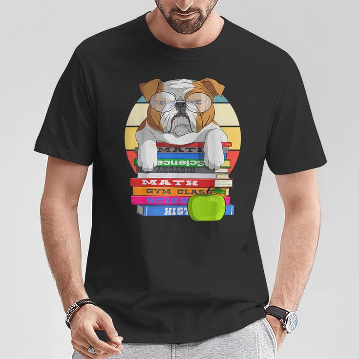 English Bulldog Back To School Book Worm Dog T-Shirt Unique Gifts