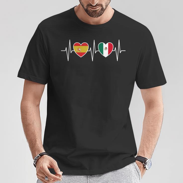 España Y México Banderas Banderas De México Camiseta unisex Regalos divertidos