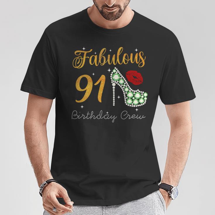 Fabulous Queen 91歳の誕生日クルーパーティ隊のお祝い 長袖tシャツ Tシャツ 面白い贈り物