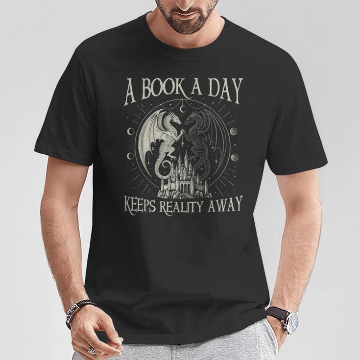 Fantasy Book Club Dragon Reader Book A Day Keep Reality Away T-Shirt Unique Gifts