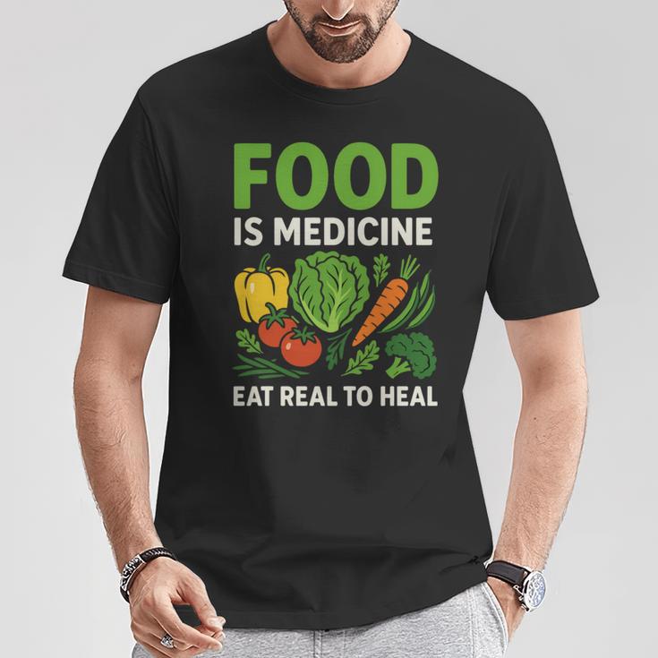 Food Is Medicineの栄養士、自然療法医栄養士へのギフト 長袖tシャツ Tシャツ 面白い贈り物
