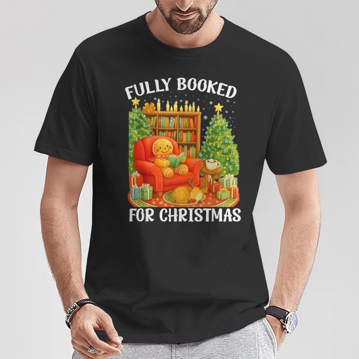 Fully Booked For Christmas Holiday Book Lover Santa T-Shirt Unique Gifts