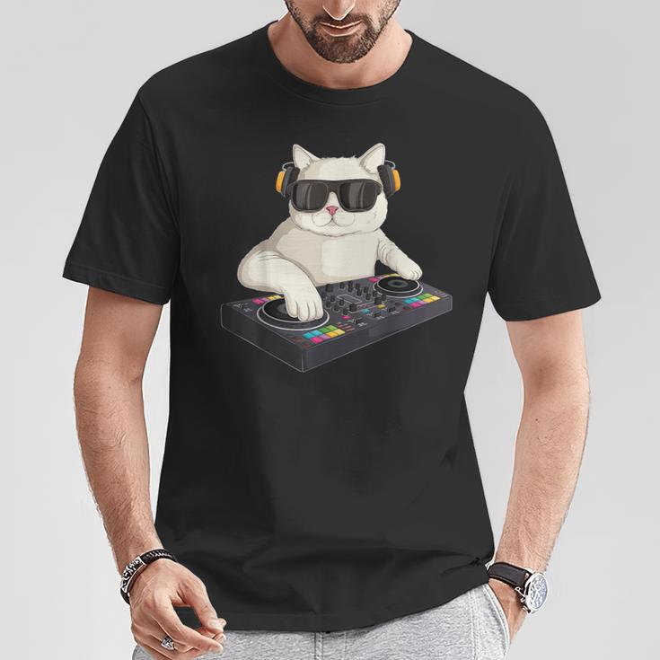 Dj Cat Techno Music Festival Lover Musician Women Tシャツ 面白い贈り物